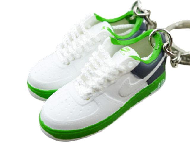 Mini 3D sneaker keychains Air Force 1 White Green Grey