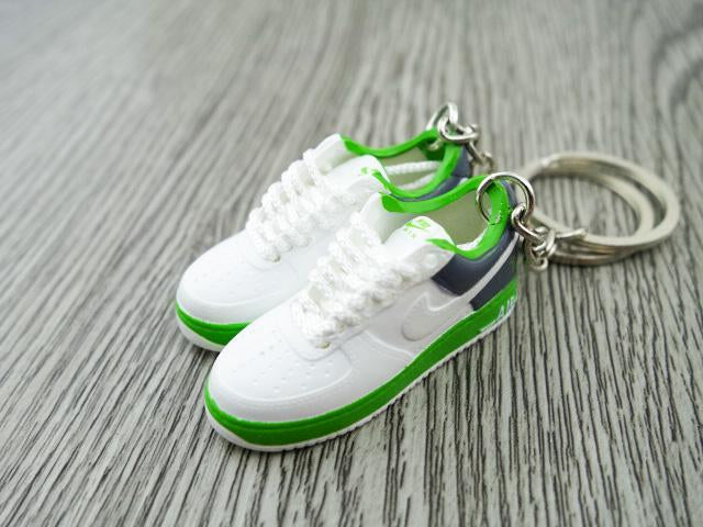 Mini 3D sneaker keychains Air Force 1 White Green Grey