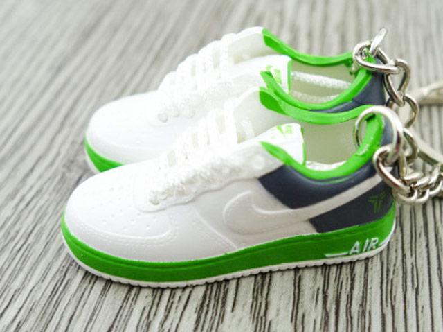 Mini 3D sneaker keychains Air Force 1 White Green Grey