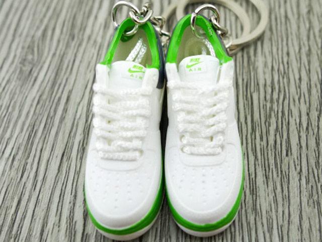 Mini 3D sneaker keychains Air Force 1 White Green Grey