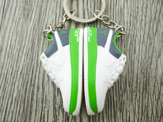 Mini 3D sneaker keychains Air Force 1 White Green Grey