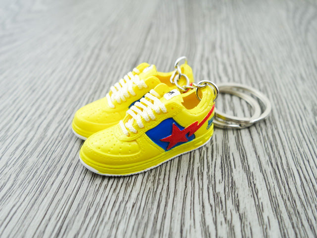 Mini 3D sneaker keychains BAPE - Yellow Blue Red