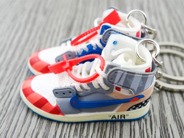 Mini sneaker keychain 3D HQ AJ1 x OW x LV inspired - EXCLUSIVE
