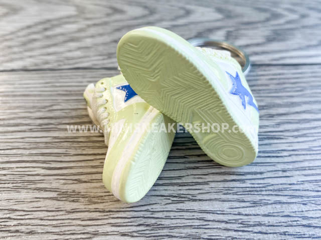 Mini 3D sneaker keychains BAPE - White Green Blue