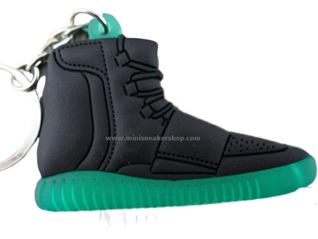 Flat Silicon Sneaker Keychain YZY Black Green