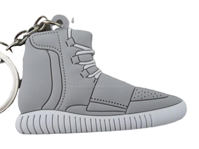 Flat Silicon Sneaker Keychain YZY Grey White