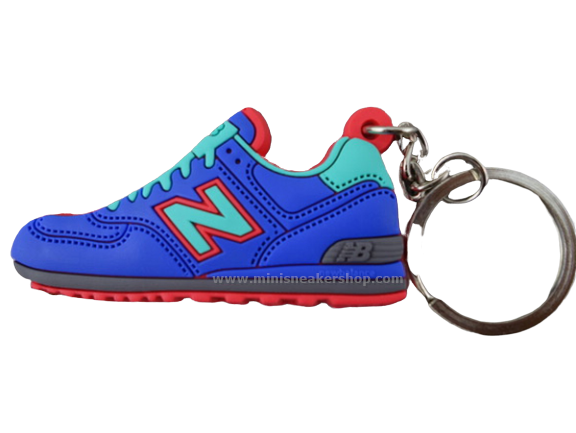 Flat Silicon Sneaker Keychain NB Blue/Red/Turquoise