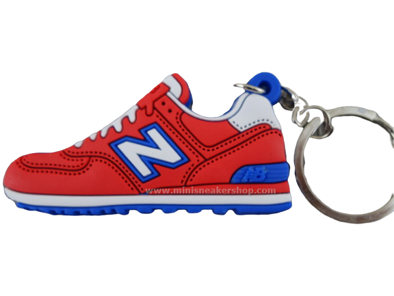 Flat Silicon Sneaker Keychain NB Red Blue