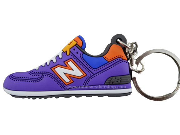 Flat Silicon Sneaker Keychain NB Purple Orange