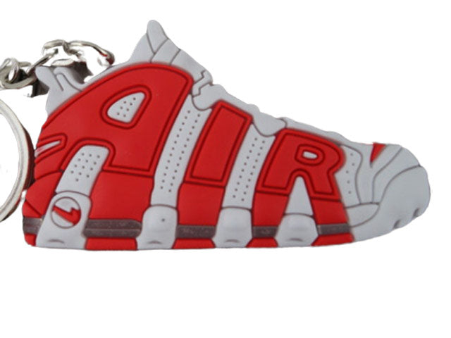 Flat Silicon Sneaker Keychain Nike Uptempo Red White