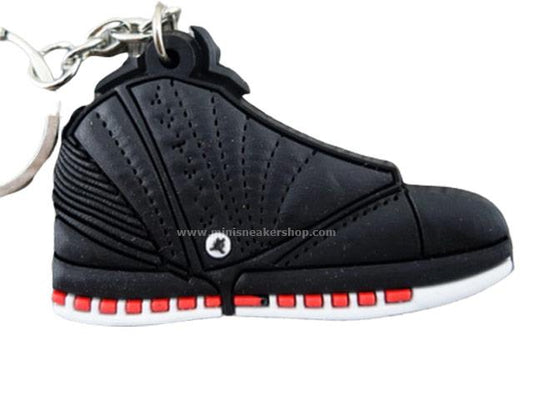 Flat Silicon Sneaker Keychain AJ 16 - Black True Red