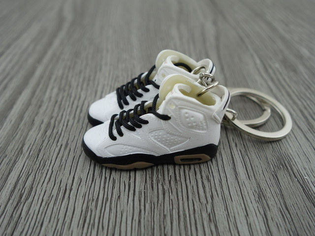 Mini Sneaker Keychains AJ6- White and Gold