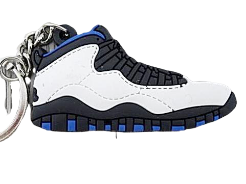 Flat Silicon Sneaker Keychain AJ 10 - White Royal Blue