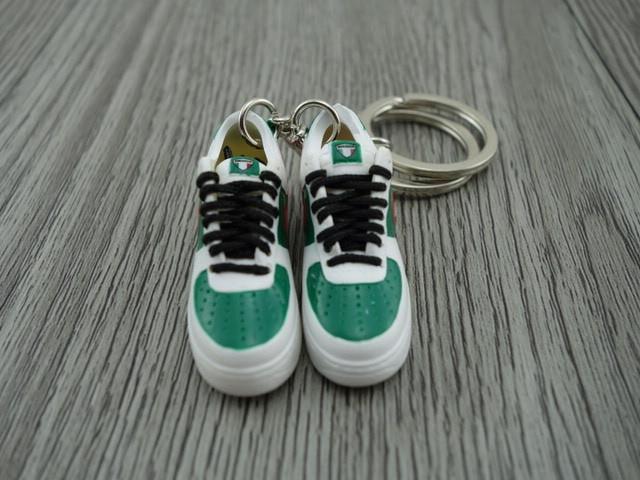 mini 3D sneaker keychains Air Force 1 low - White Red Green