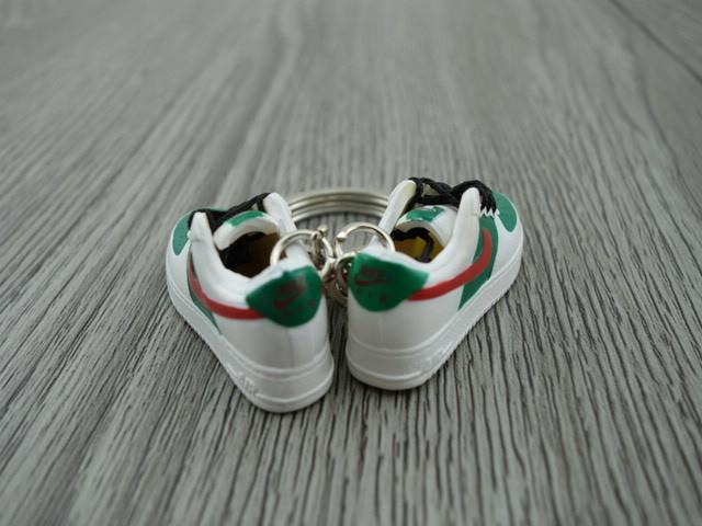 mini 3D sneaker keychains Air Force 1 low - White Red Green