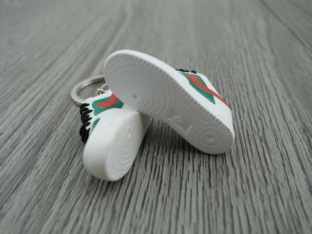 mini 3D sneaker keychains Air Force 1 low - White Red Green
