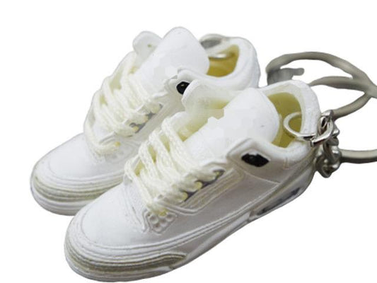 Mini Sneaker Keychains HQ AJ 3  - Triple White