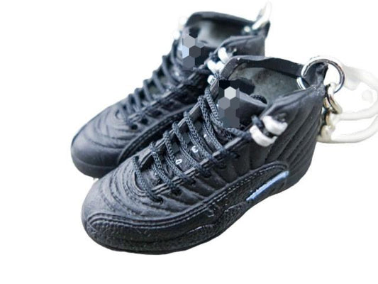 Mini 3D sneaker keychains AJ 12 Triple Black