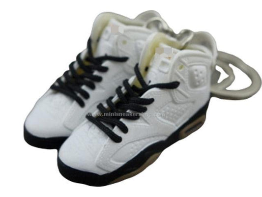 Mini Sneaker Keychains AJ6- White and Gold