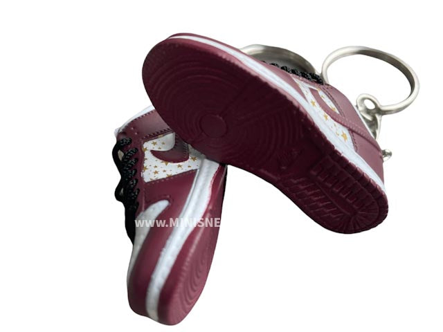 Mini sneaker keychains Dunk Low x SUP -  Burgundy and White