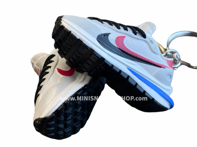 Mini 3D sneaker keychains Nike Vaporwaffle sacai Royal Fuschia
