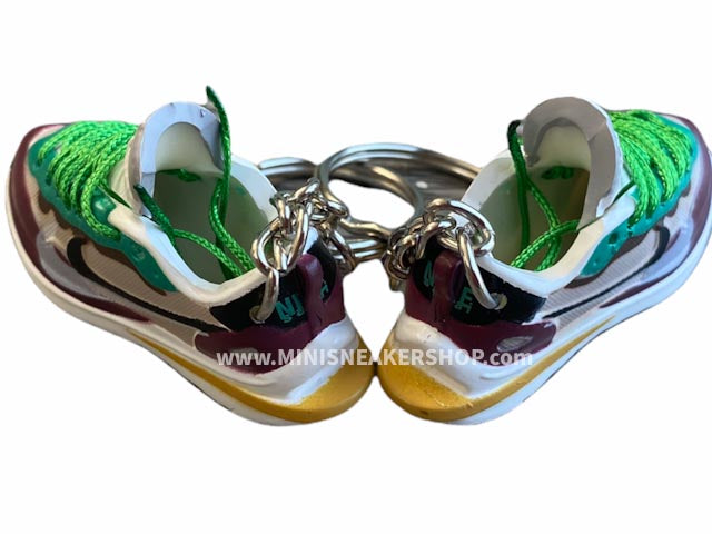 Mini 3D sneaker keychains Nike Vaporwaffle sacai Villain Red Neptune Green