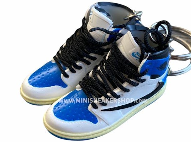 Mini sneaker keychain 3D Air Jordan 1 x Travis Scott - Fragment Military Blue