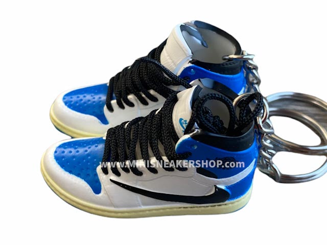 Mini sneaker keychain 3D Air Jordan 1 x Travis Scott - Fragment Military Blue