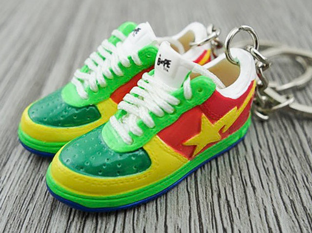 Mini 3D sneaker keychains BAPE - Yellow Red Green
