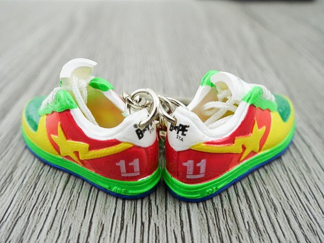 Mini 3D sneaker keychains BAPE - Yellow Red Green