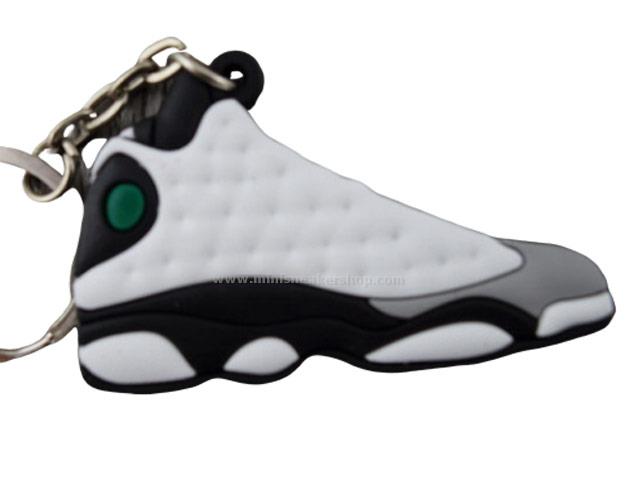 Flat Silicon Sneaker Keychain AJ 13 - Black/Grey