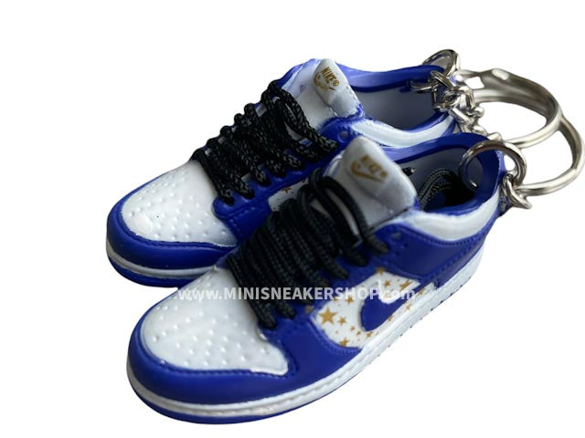 Mini sneaker keychains Dunk Low x SUP -  Blue and White