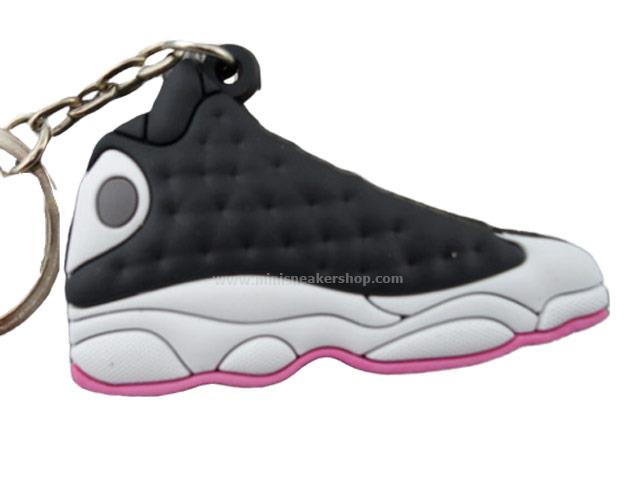Flat Silicon Sneaker Keychain AJ 13 - Black/Grey/Pink