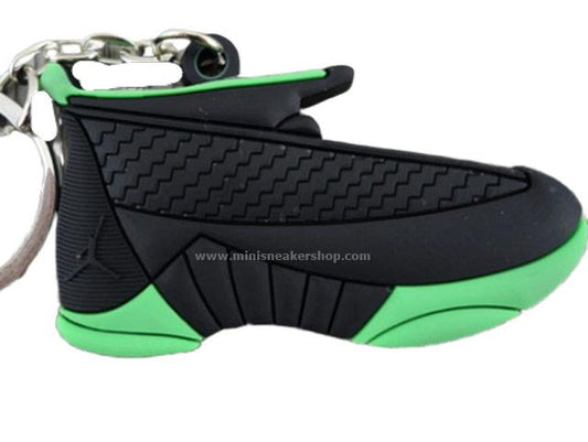 Flat Silicon Sneaker Keychain AJ 15- Black/Green