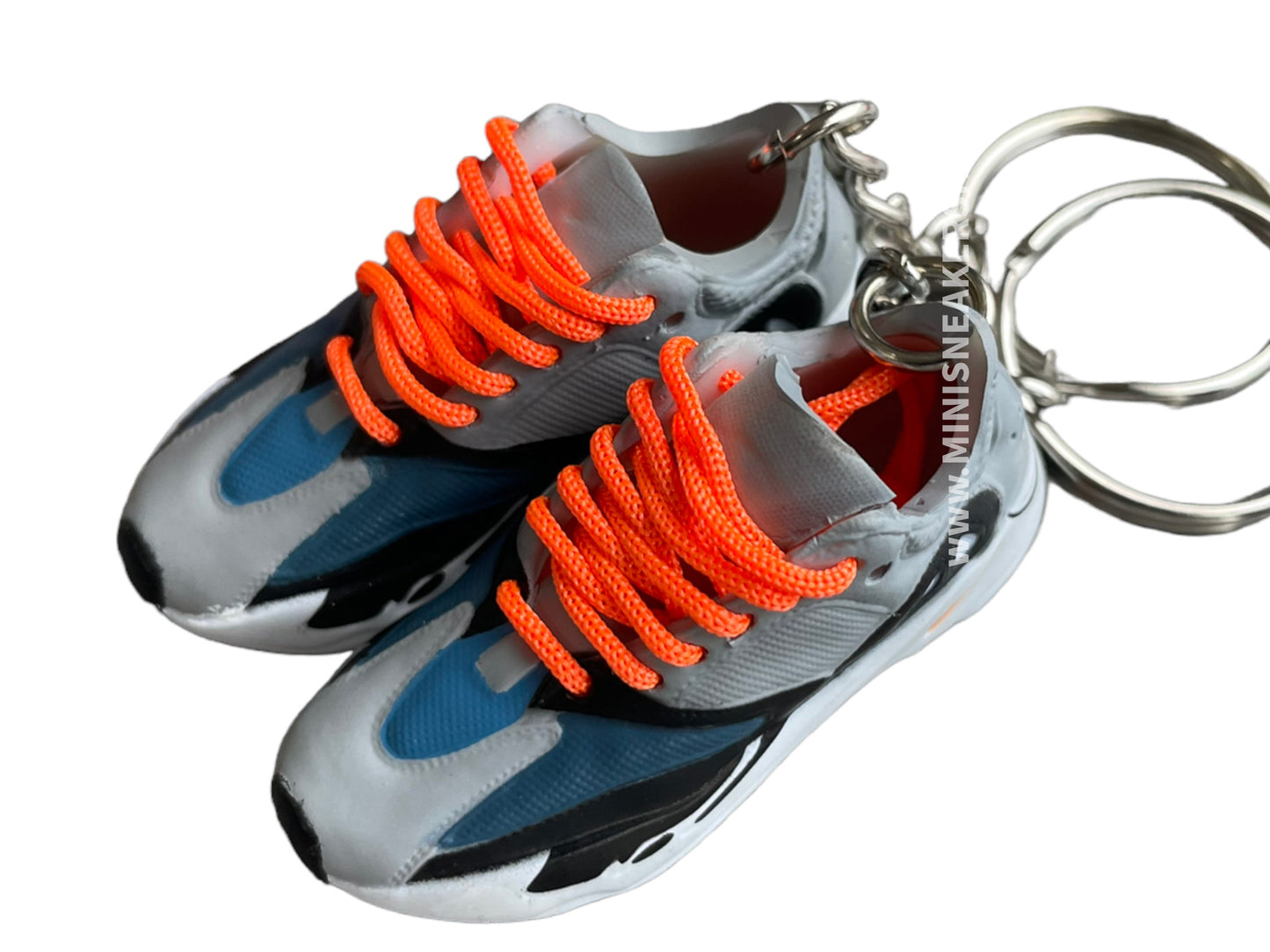 Mini Sneaker Keychains YZY  700 - Wave Runner - Orange Laces