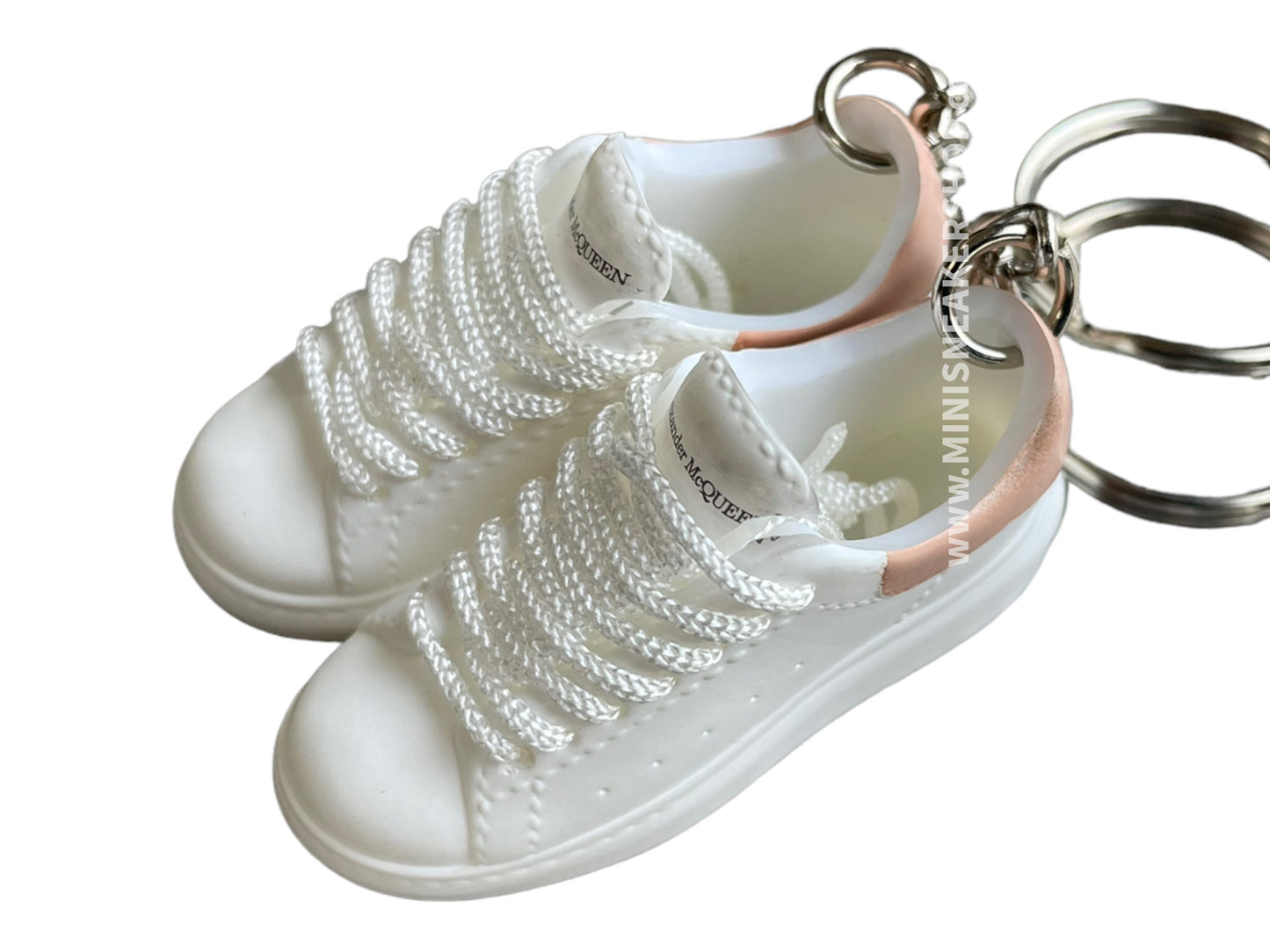 Mini sneaker keychain 3D - Alexander Mc Queen White Pink