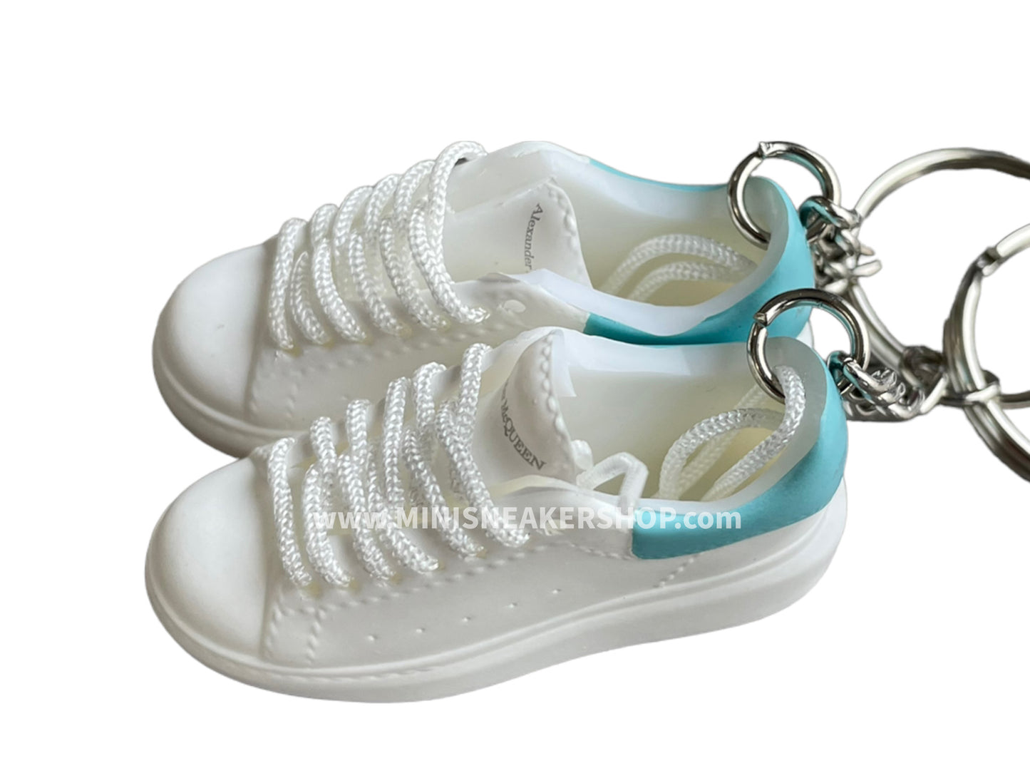 Mini sneaker keychain 3D - Alexander Mc Queen White Blue