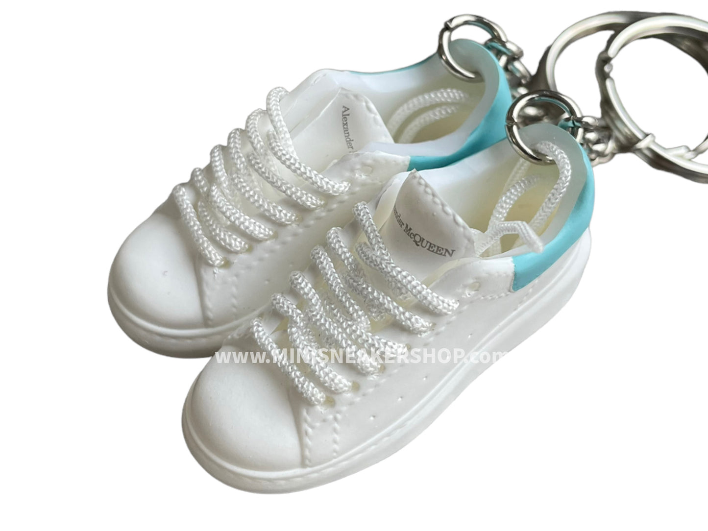 Mini sneaker keychain 3D - Alexander Mc Queen White Blue