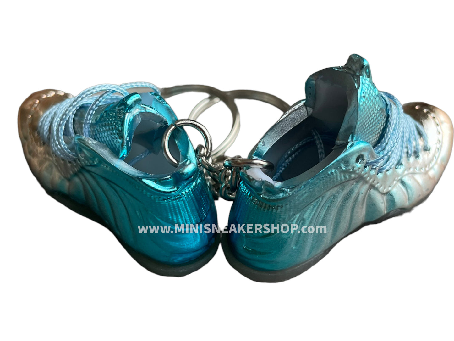 Mini sneaker keychain 3D Foamposite - Metallic Blue