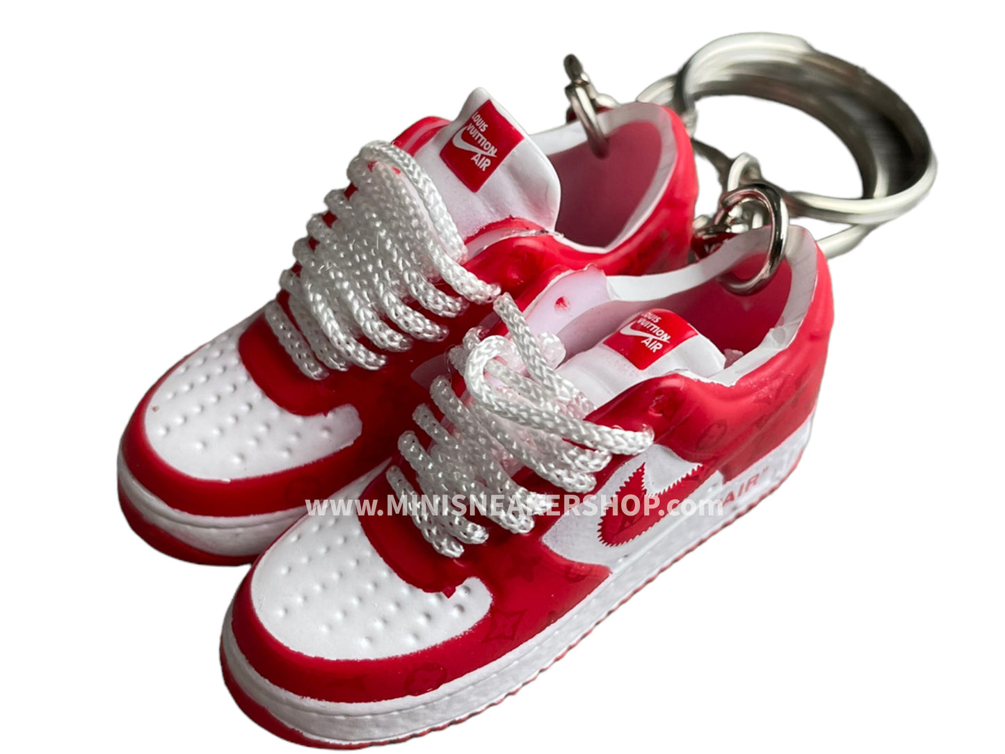 Mini 3D sneaker keychains Air Force 1 x LV - Red White