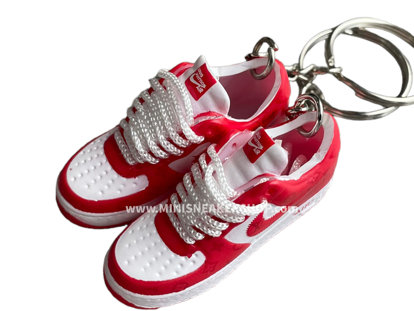 Mini 3D sneaker keychains Air Force 1 x LV - Red White