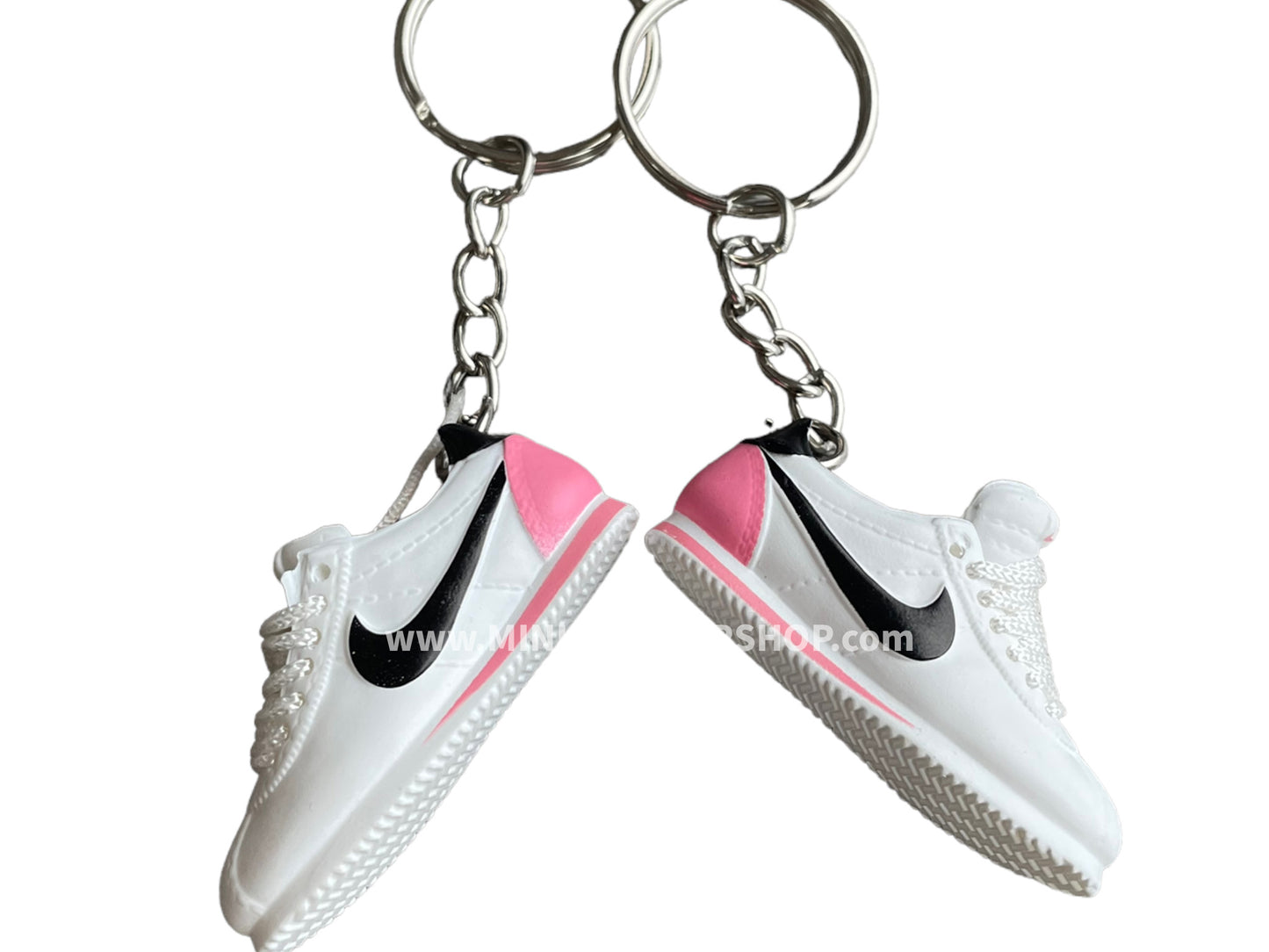 Mini 3D sneaker keychains Nike Cortez  White Red Pink