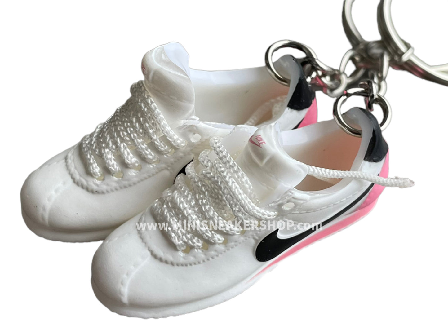 Mini 3D sneaker keychains Nike Cortez  White Red Pink