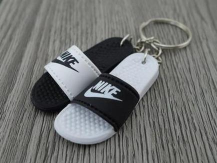 mini 3D sneaker keychains Flip Flops -Black White/ White Black - Benassi Sandals